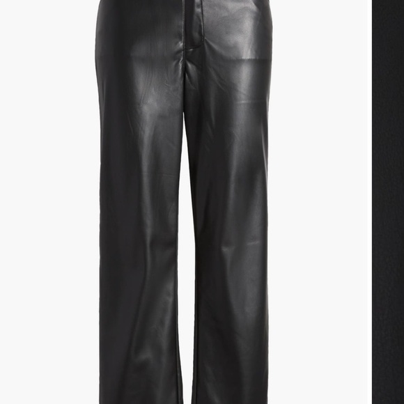 Topshop Faux Leather Straight Leg Pant Black Size 8 - Picture 5 of 14
